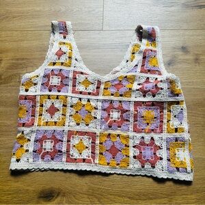 Colorful Crochet Patchwork Top
